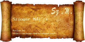 Szinger Márk névjegykártya