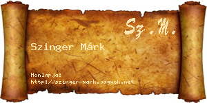 Szinger Márk névjegykártya
