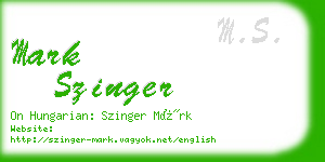 mark szinger business card